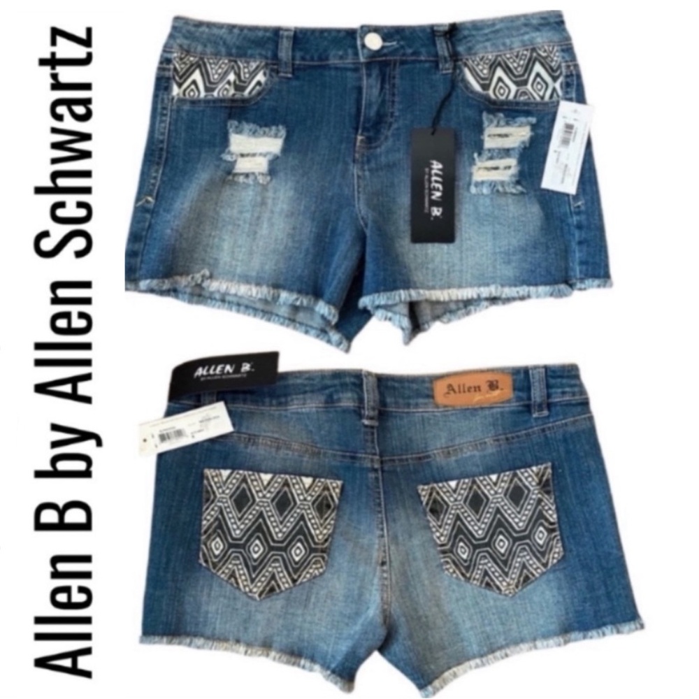 Allen B by Allen Schwartz Jean Shorts Women’s Size 6 Distressed Blue Denim